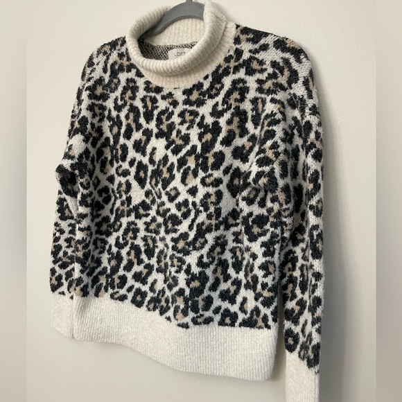 Loft Mock Neck Leopard Sweater - Picture 3 of 7